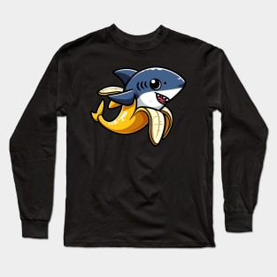 Banana Shark Adventure: Playful Fusion of Fruit and Fins Long Sleeve T-Shirt